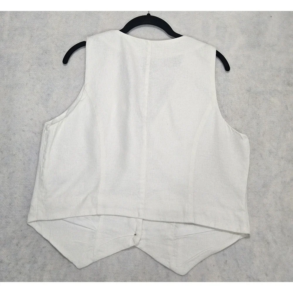 A New Day Linen Vest Women M 10 Edwardian Light Academia Collegecore White Top - Picture 4 of 7